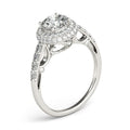 14k White Gold Halo Style Diamond Engagement Pave Shank Ring (1 1/2 cttw) - Coolpeacock