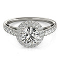 14k White Gold Halo Style Diamond Engagement Pave Shank Ring (1 1/2 cttw) - Coolpeacock
