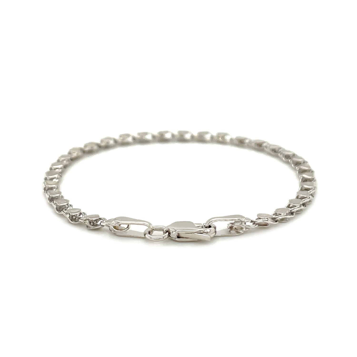 14k White Gold Heart Bracelet (3.00 mm) - Coolpeacock