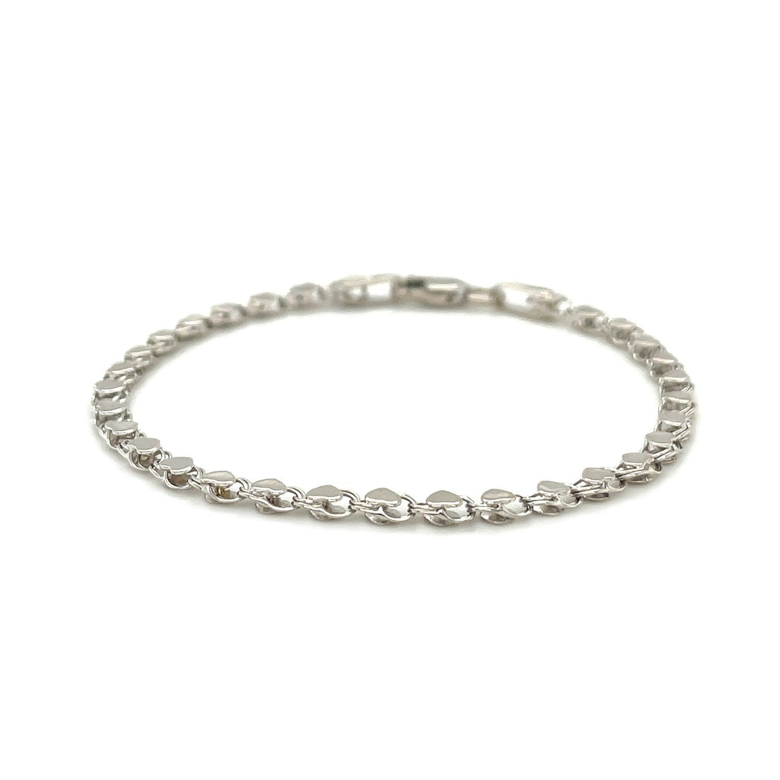14k White Gold Heart Bracelet (3.00 mm) - Coolpeacock