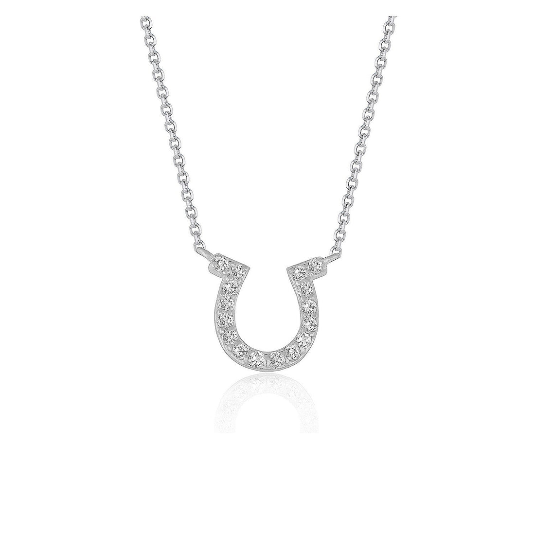 14k White Gold Horseshoe Design Diamond Pendant - Coolpeacock