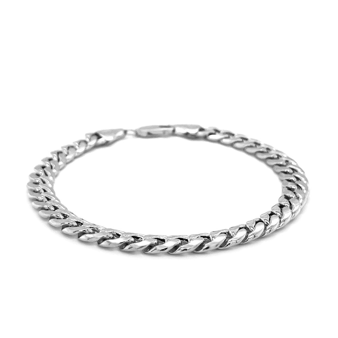 14k White Gold Miami Cuban Semi Solid Bracelet (7.00 mm) - Coolpeacock