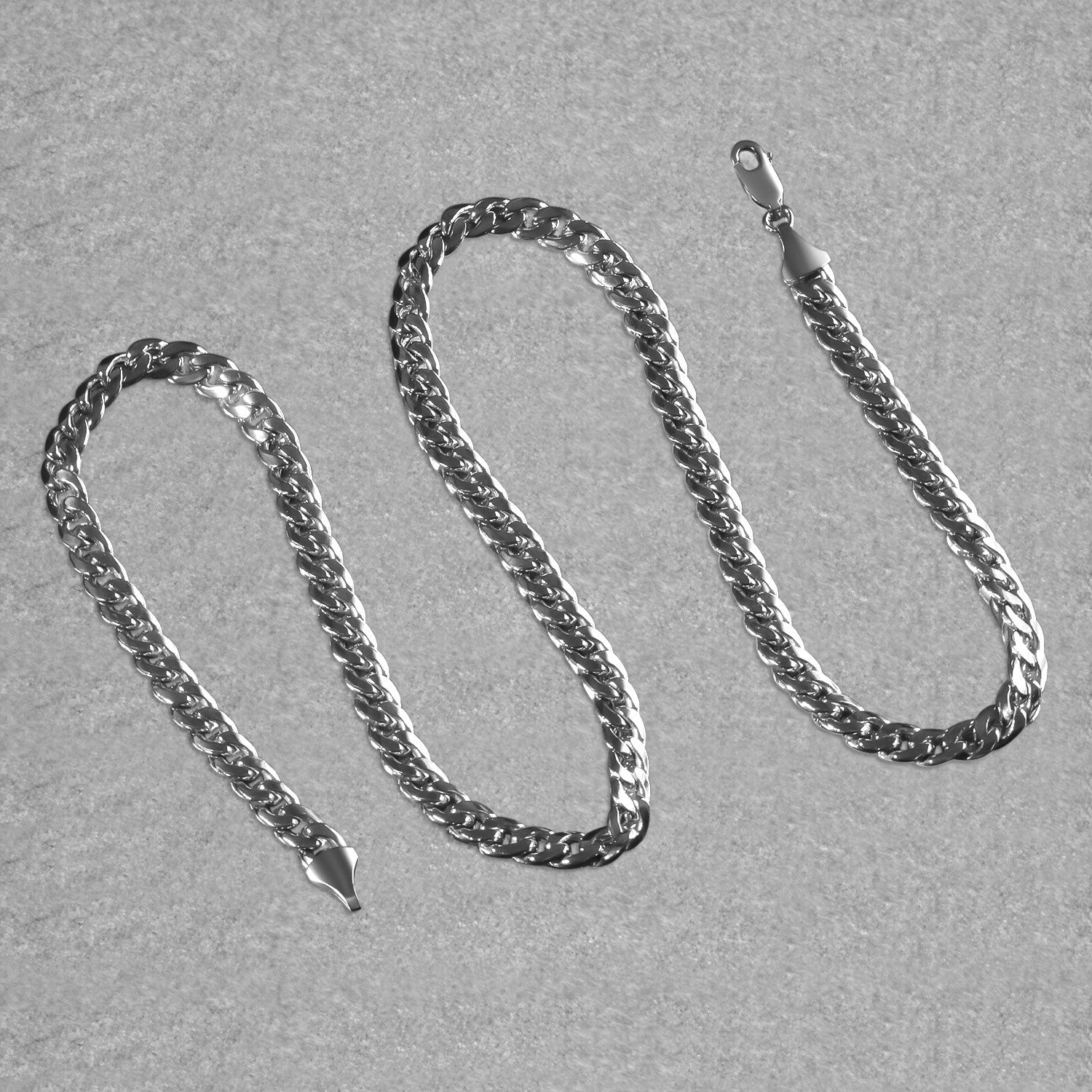 14K White Gold Miami Cuban Semi Solid Chain (7.00 mm) - Coolpeacock