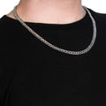 14K White Gold Miami Cuban Semi Solid Chain (7.00 mm) - Coolpeacock