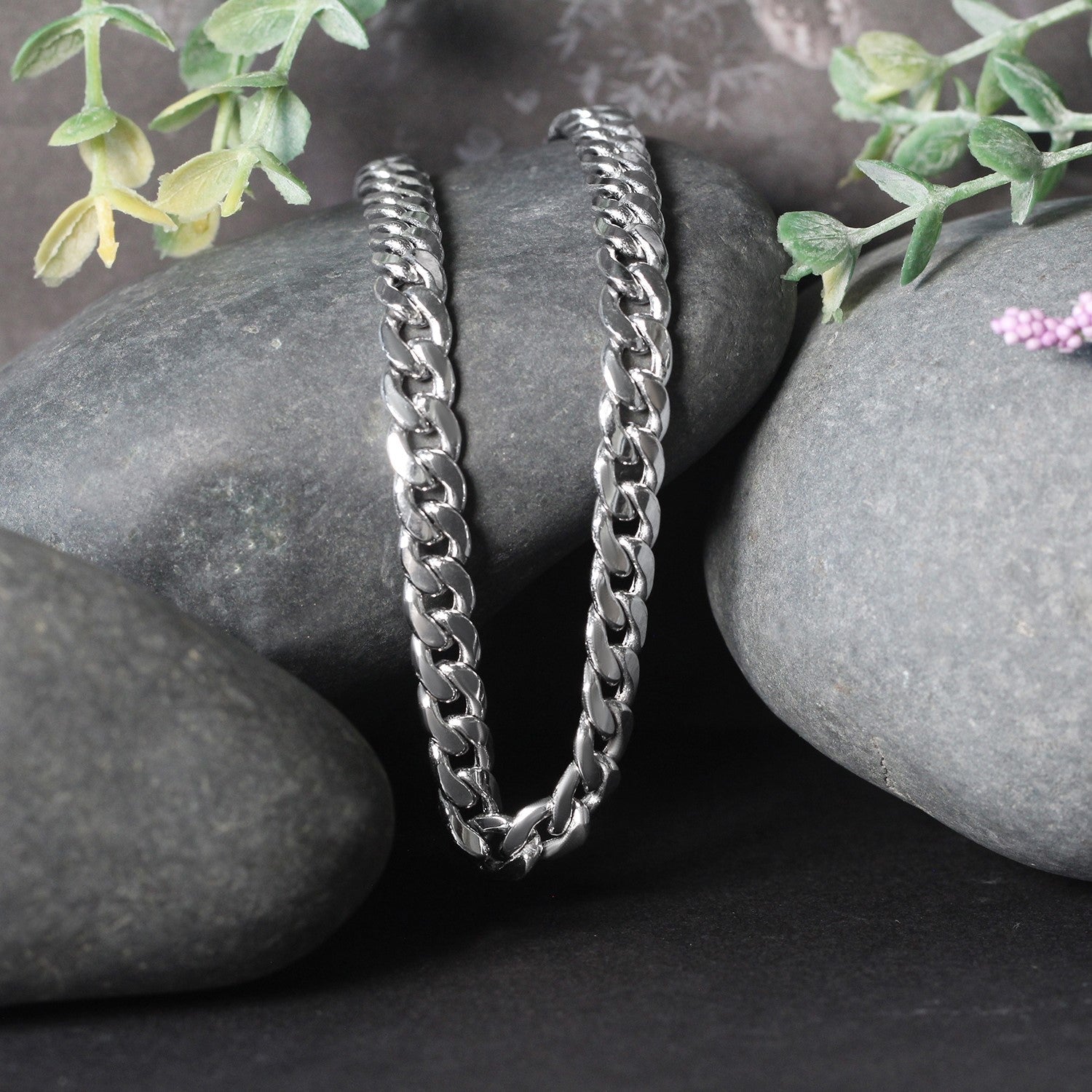 14K White Gold Miami Cuban Semi Solid Chain (7.00 mm) - Coolpeacock