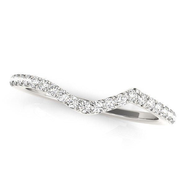 14k White Gold Modern Curved Diamond Wedding Band (1/6 cttw) - Coolpeacock