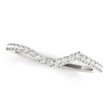 14k White Gold Modern Curved Diamond Wedding Band (1/6 cttw) - Coolpeacock