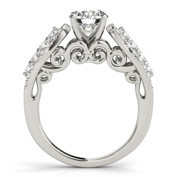 14k White Gold Multirow Shank Round Diamond Engagement Ring (1 1/2 cttw) - Coolpeacock
