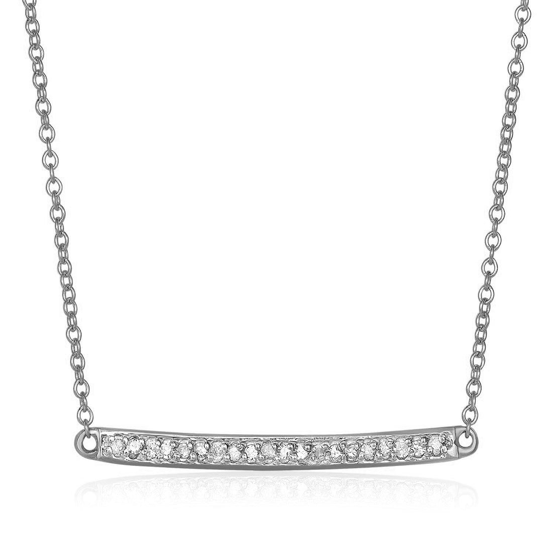 14k White Gold Necklace with Gold and Diamond Bar (1/10 cttw) - Coolpeacock