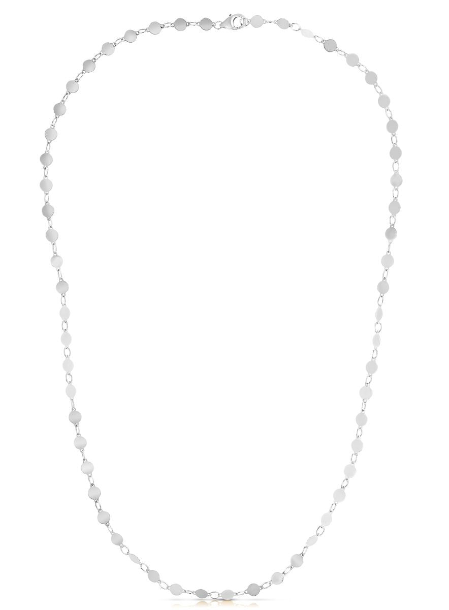 14k White Gold Necklace with Polished Circles - Coolpeacock