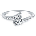 14k White Gold Open Shank Bypass Diamond Engagement Ring - Coolpeacock