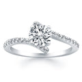 14k White Gold Open Shank Bypass Diamond Engagement Ring - Coolpeacock