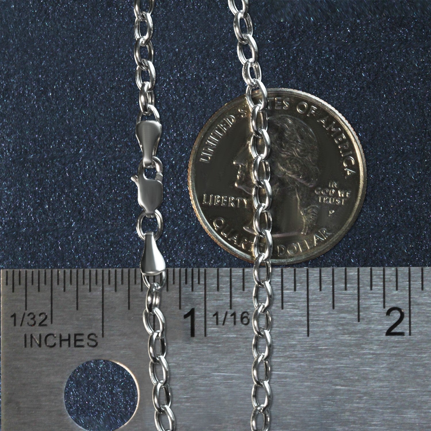 14k White Gold Oval Rolo Bracelet (3.20 mm) - Coolpeacock