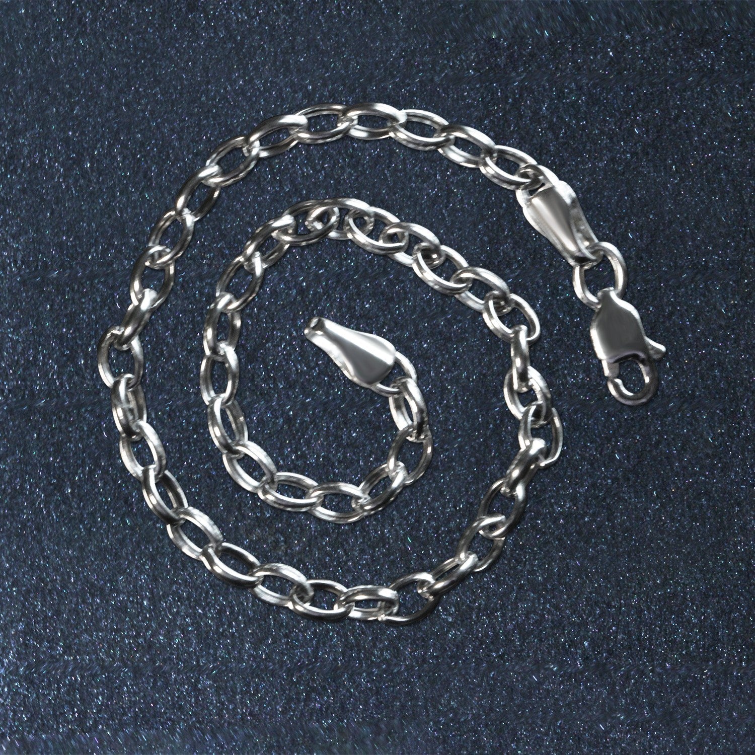 14k White Gold Oval Rolo Bracelet (3.20 mm) - Coolpeacock