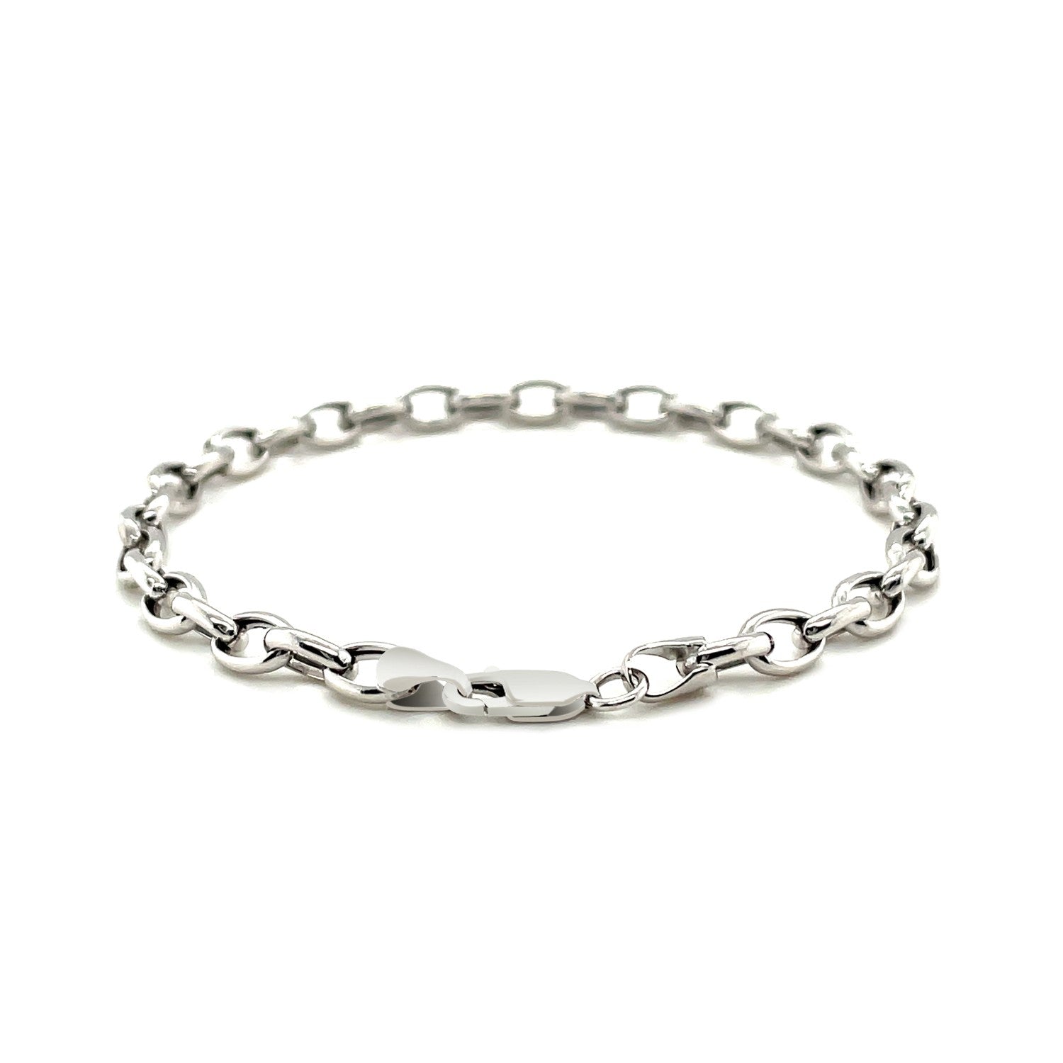 14k White Gold Oval Rolo Bracelet (4.60 mm) - Coolpeacock