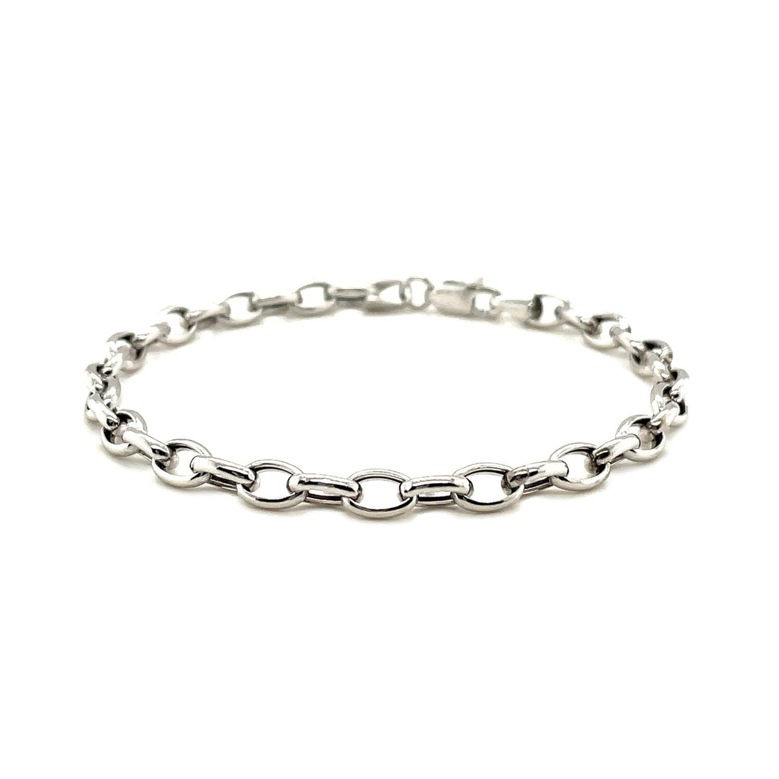 14k White Gold Oval Rolo Bracelet (4.60 mm) - Coolpeacock