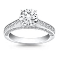 14k White Gold Pave Diamond Cathedral Engagement Ring - Coolpeacock