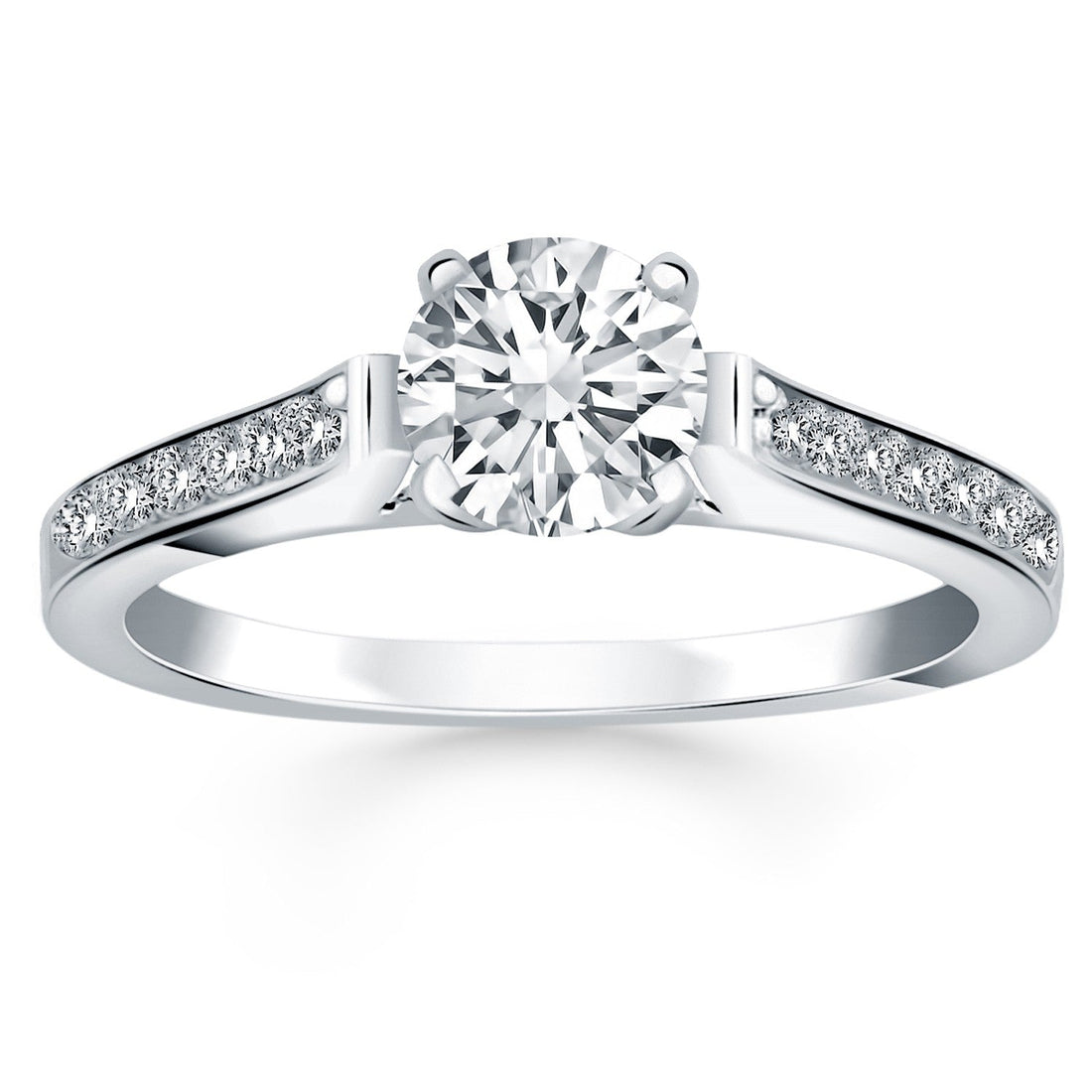 14k White Gold Pave Diamond Cathedral Engagement Ring - Coolpeacock