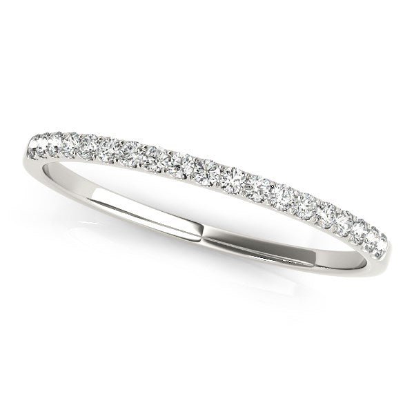 14k White Gold Pave Set Style Round Diamond Wedding Ring (1/8 cttw) - Coolpeacock