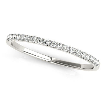 14k White Gold Pave Set Style Round Diamond Wedding Ring (1/8 cttw) - Coolpeacock