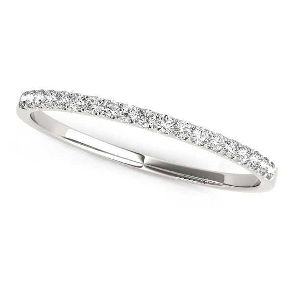 14k White Gold Pave Setting Diamond Wedding Ring (1/8 cttw) - Coolpeacock