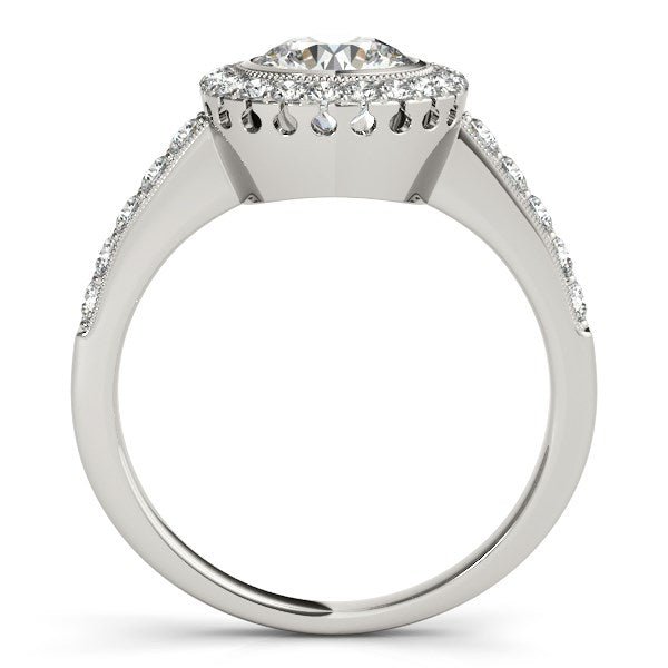 14k White Gold Pave Style Diamond Engagement Ring (1 3/8 cttw) - Coolpeacock