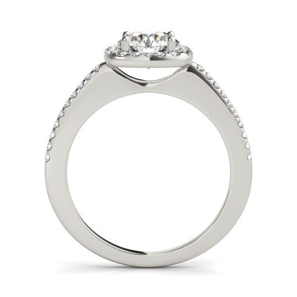 14k White Gold Pave Style Slim Shank Diamond Engagement Ring (1 1/8 cttw) - Coolpeacock