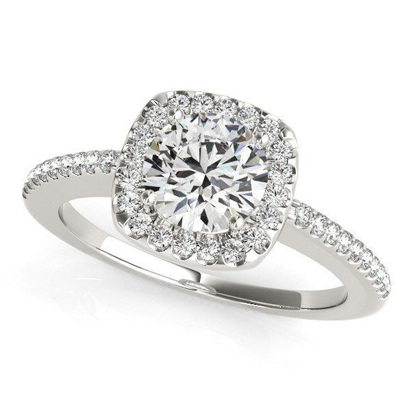14k White Gold Pave Style Slim Shank Diamond Engagement Ring (1 1/8 cttw) - Coolpeacock