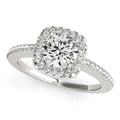 14k White Gold Pave Style Slim Shank Diamond Engagement Ring (1 1/8 cttw) - Coolpeacock