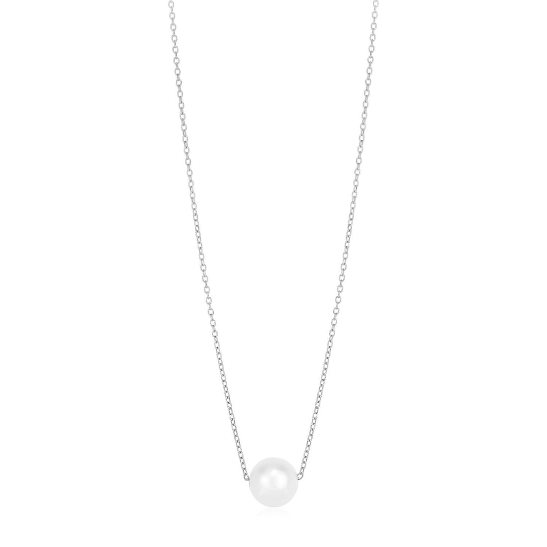 14k White Gold Pearl Solitaire Necklace - Coolpeacock