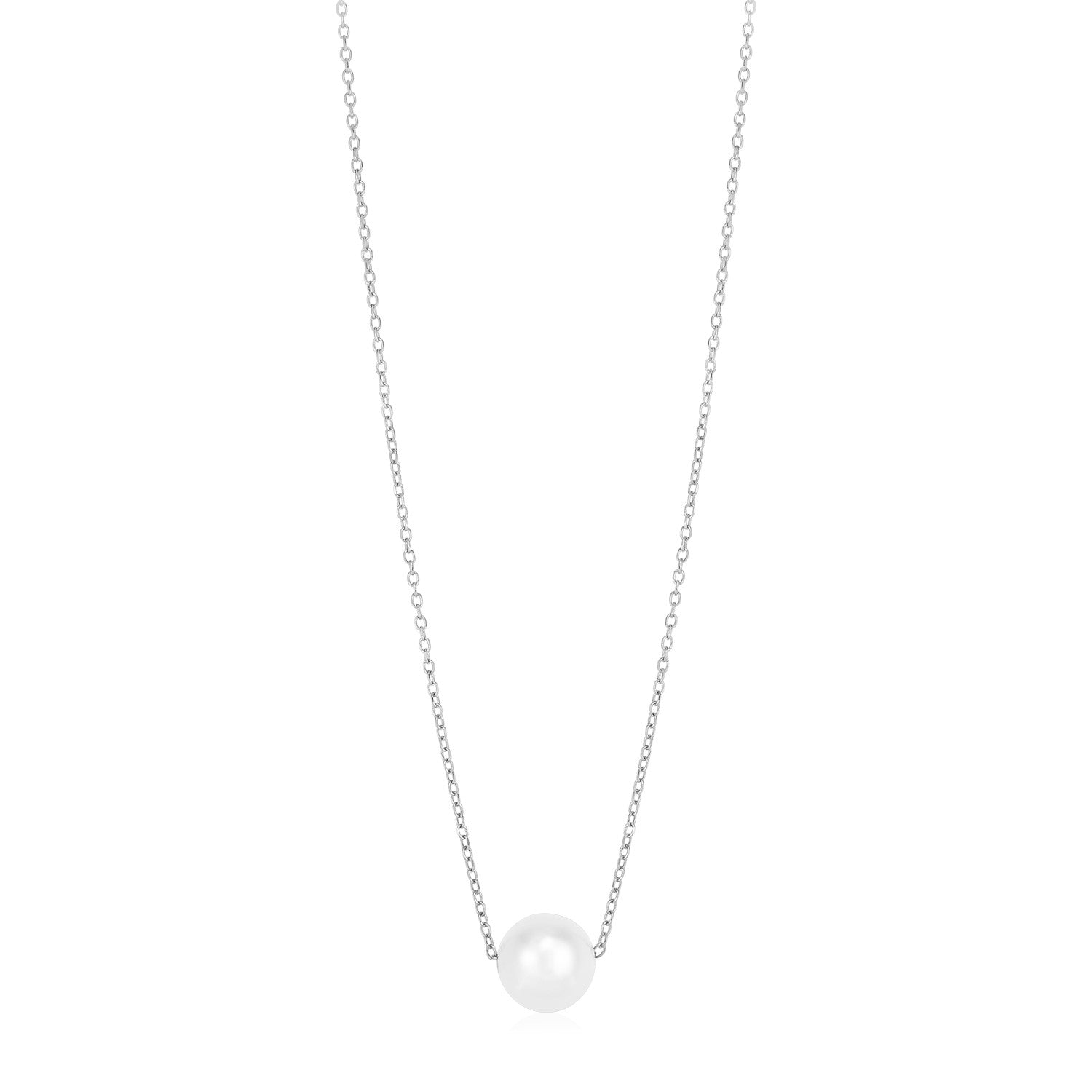 14k White Gold Pearl Solitaire Necklace - Coolpeacock