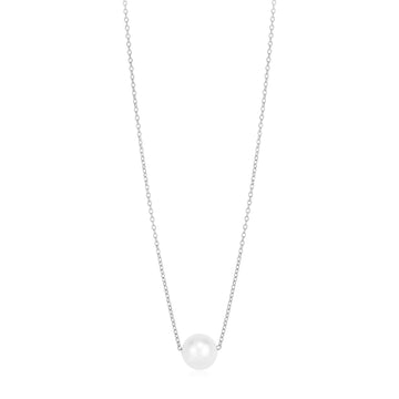 14k White Gold Pearl Solitaire Necklace - Coolpeacock