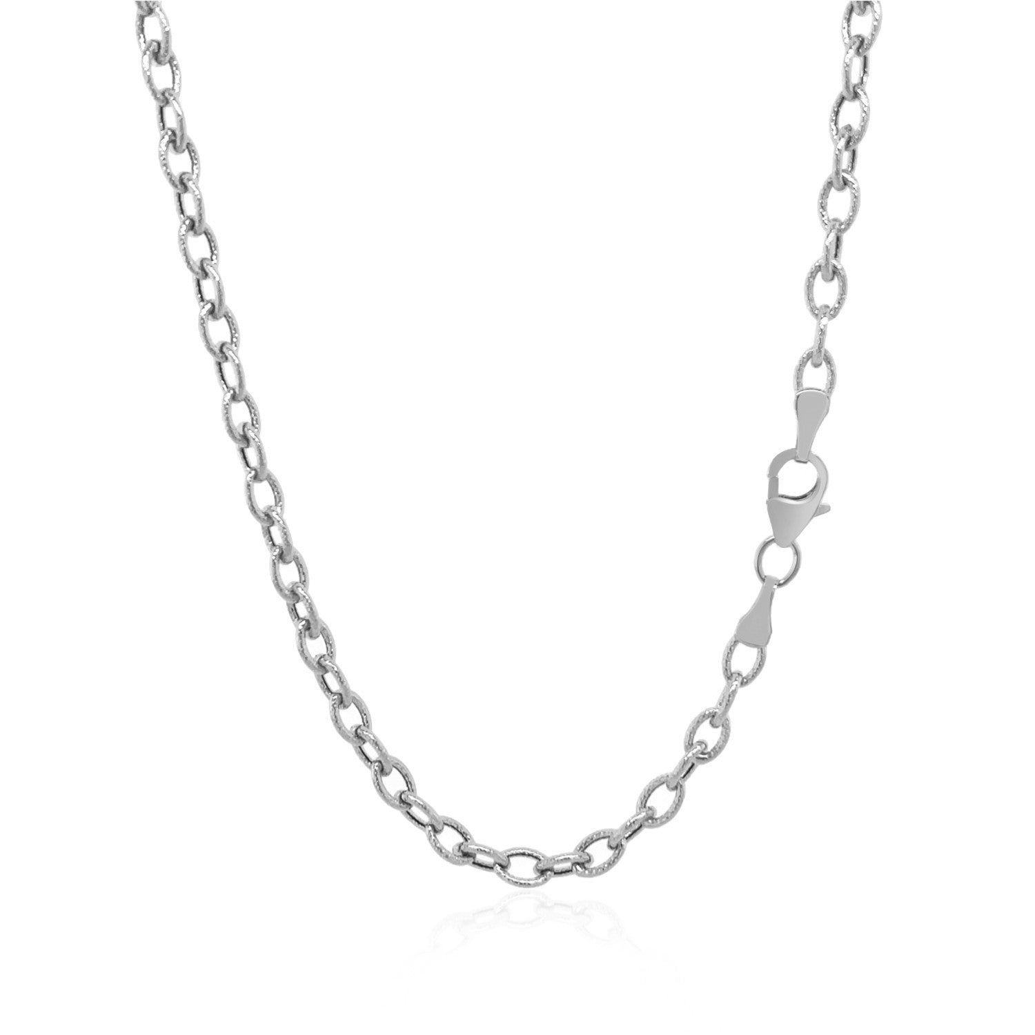 14k White Gold Pendant Chain with Textured Links (2.90 mm) - Coolpeacock