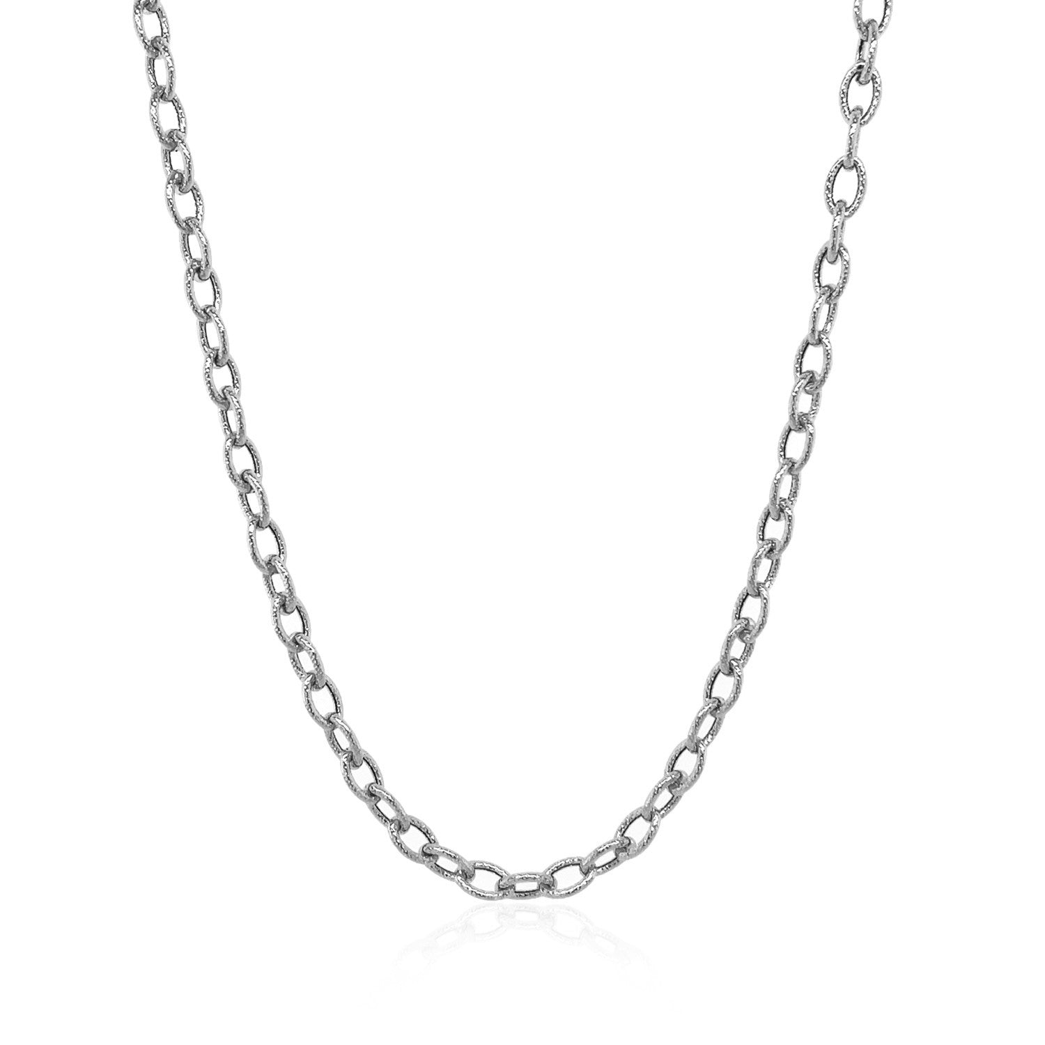 14k White Gold Pendant Chain with Textured Links (2.90 mm) - Coolpeacock