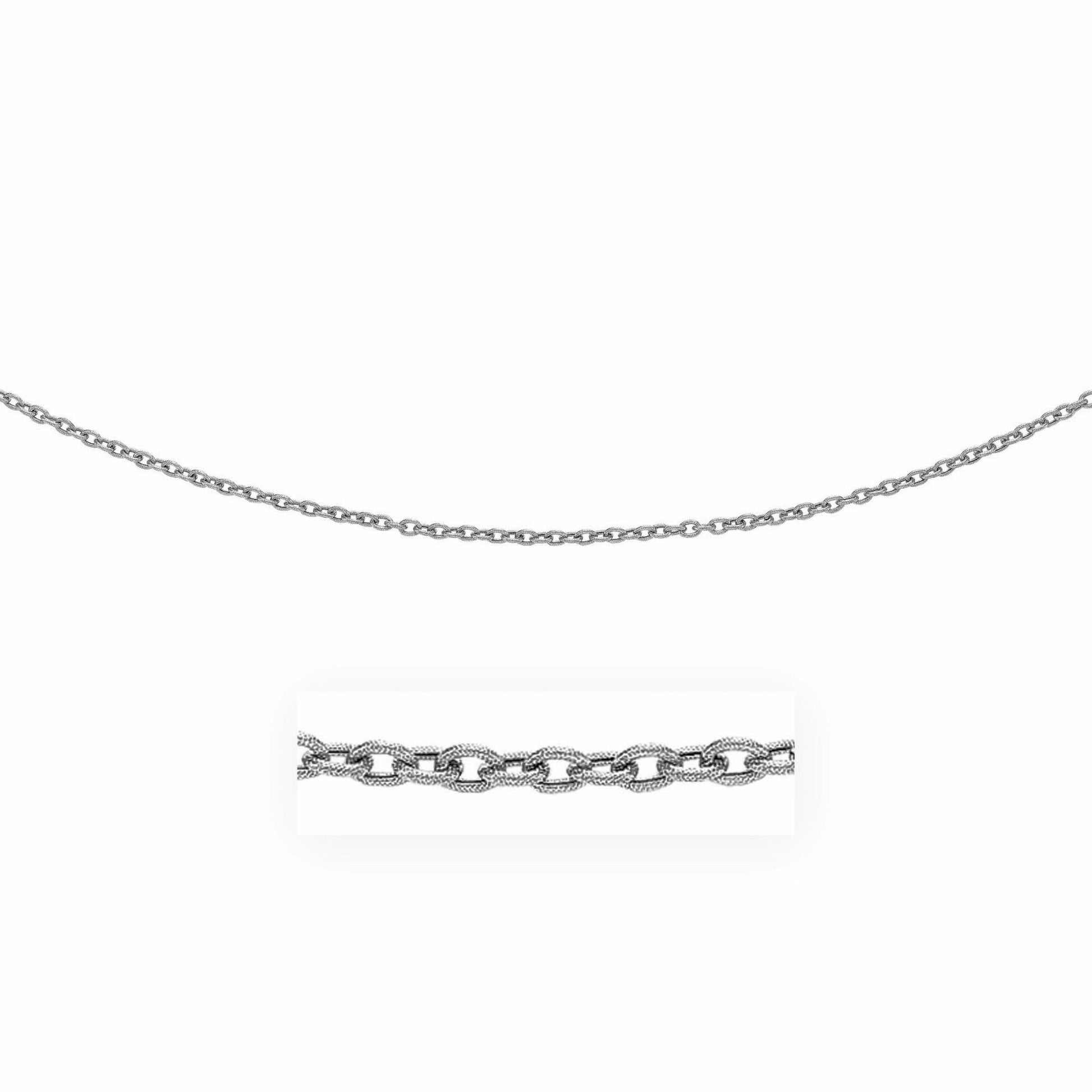14k White Gold Pendant Chain with Textured Links (2.90 mm) - Coolpeacock