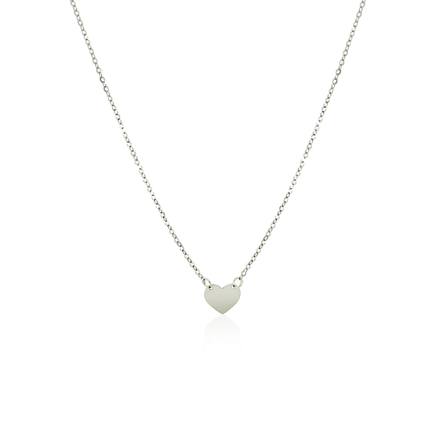 14k White Gold Polished Mini Heart Necklace - Coolpeacock