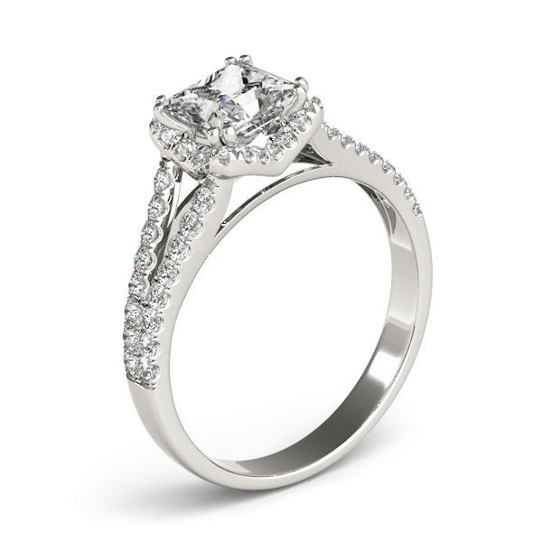 14k White Gold Princes Cut Halo Split Shank Diamond Engagement Ring (2 cttw) - Coolpeacock