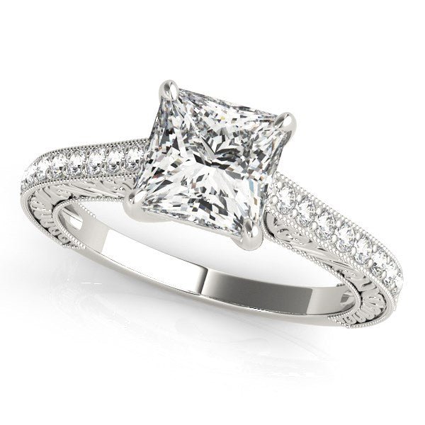 14k White Gold Princess Cut Diamond Engagement Ring (1 1/4 cttw) - Coolpeacock
