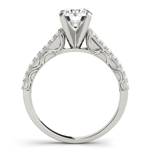 14k White Gold Pronged Diamond Antique Style Engagement Ring (1 1/3 cttw) - Coolpeacock