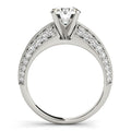 14k White Gold Pronged Round Antique Diamond Engagement Ring (1 1/2 cttw) - Coolpeacock