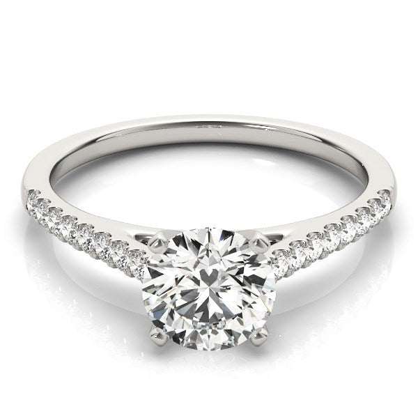 14k White Gold Pronged Round Diamond Engagement Ring (1 5/8 cttw) - Coolpeacock