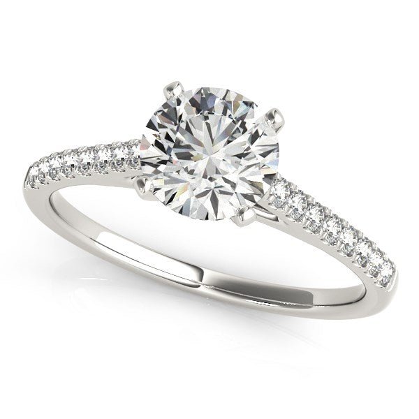 14k White Gold Pronged Round Diamond Engagement Ring (1 5/8 cttw) - Coolpeacock