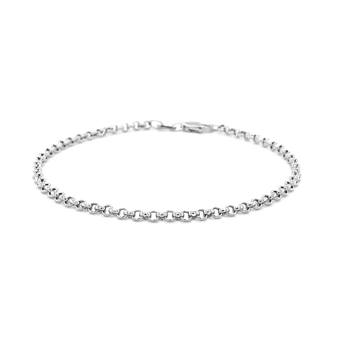 14k White Gold Rolo Bracelet (2.50 mm) - Coolpeacock