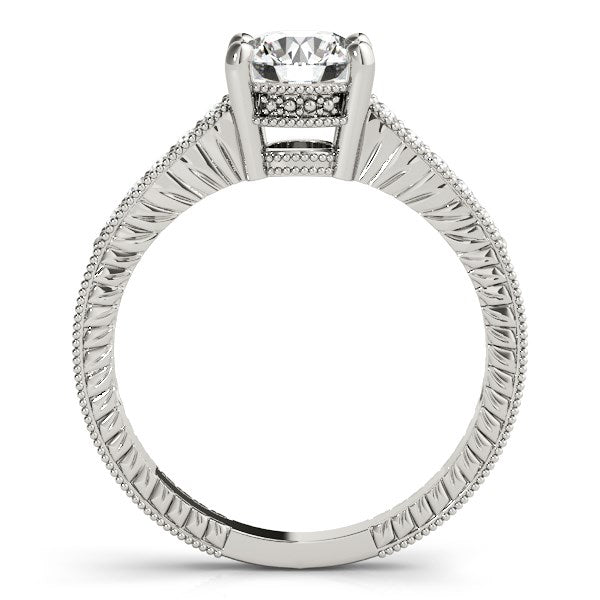 14k White Gold Round Antique Style Diamond Engagement Ring (1 1/8 cttw) - Coolpeacock
