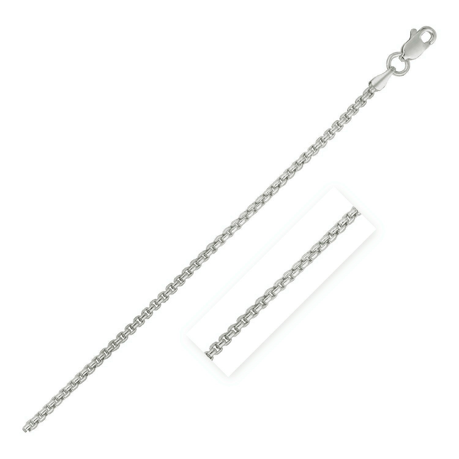 14k White Gold Round Box Chain (1.30 mm) - Coolpeacock