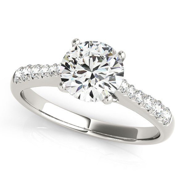 14k White Gold Round Cut Diamond Engagement Ring (1 5/8 cttw) - Coolpeacock