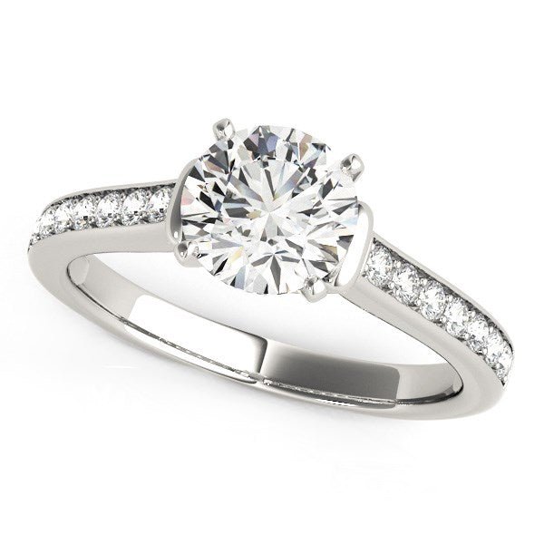 14k White Gold Round Diamond Engagement Ring Band Stones (1 1/8 cttw) - Coolpeacock