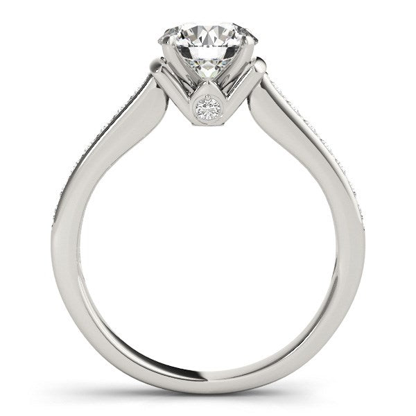 14k White Gold Round Diamond Engagement Ring Band Stones (1 1/8 cttw) - Coolpeacock