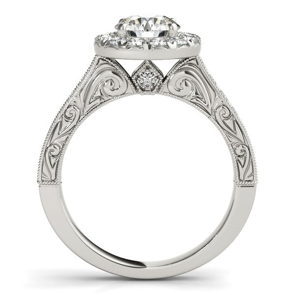 14k White Gold Round Diamond Engagement Ring with Stylish Shank (1 5/8 cttw) - Coolpeacock