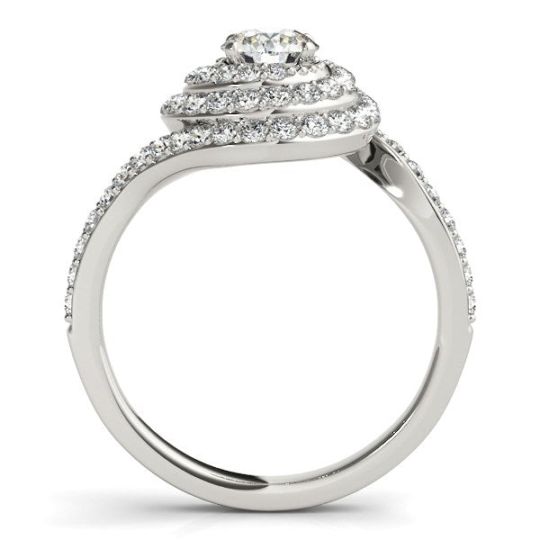 14k White Gold Round Diamond Spiral Design Engagement Ring (1 1/8 cttw) - Coolpeacock